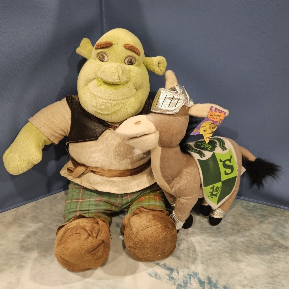 Shrek Donkey Plush Bundle Large 15" DreamWorks Stuffed Animals w/ Outfit